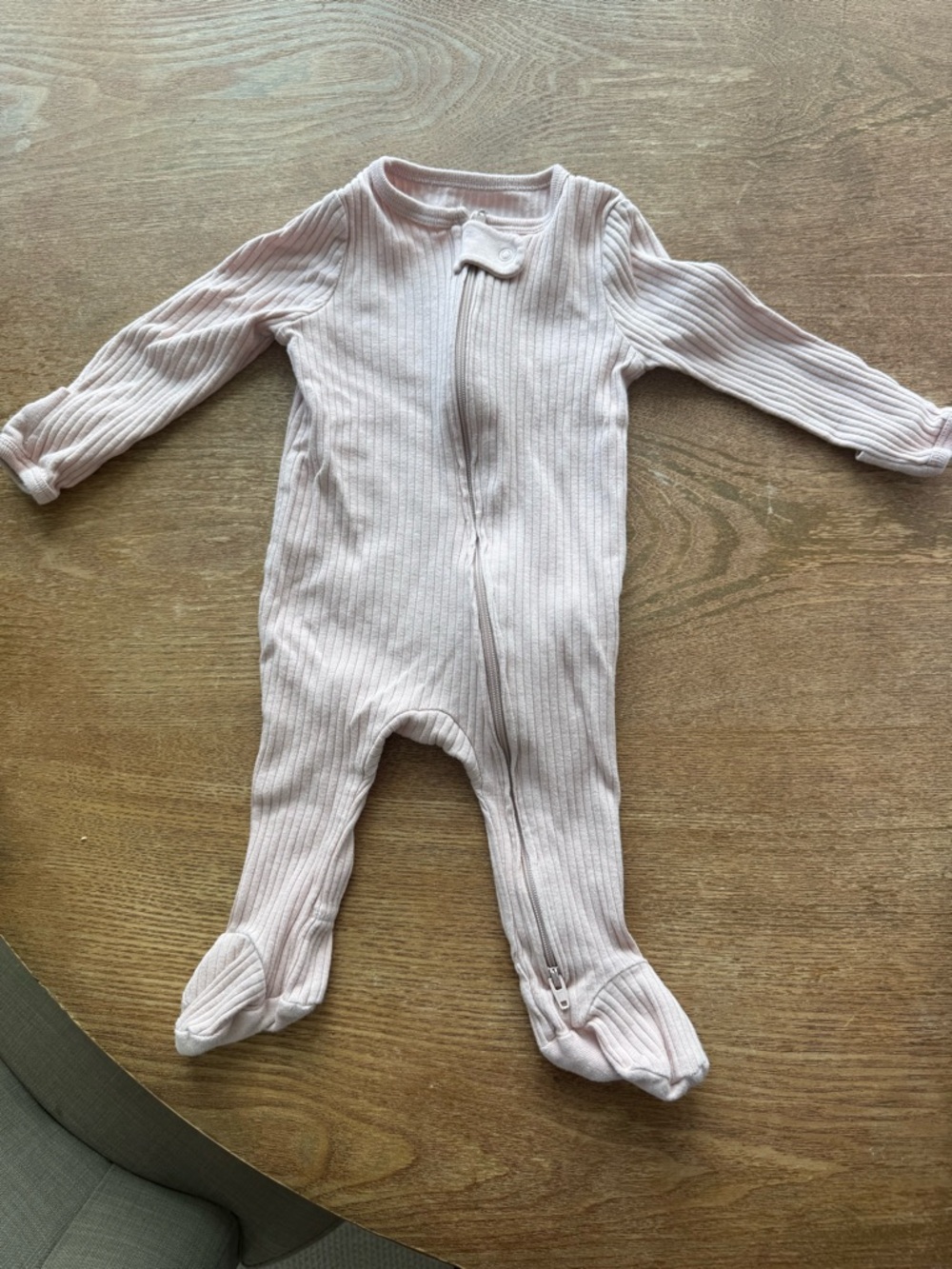 0-3M- cloud island Light Pink Ribbed Footed One-Piece